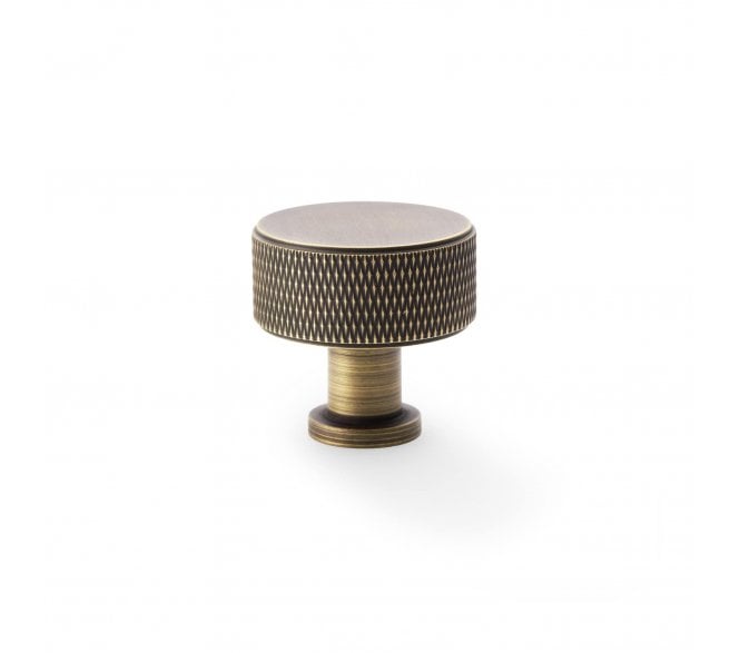 A&W AW807K Lucia Diamond Knurled Cupboard Knobs - Antique Brass