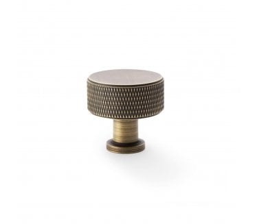 A&W AW807K Lucia Diamond Knurled Cupboard Knobs - Antique Brass