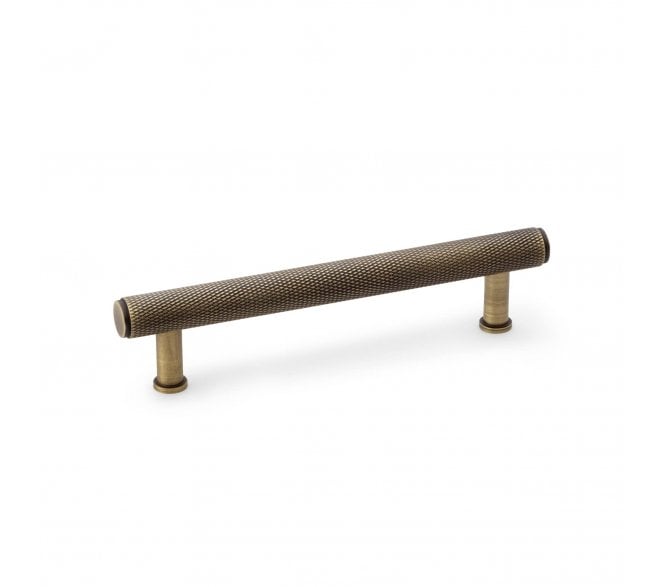 A&W AW809 Crispin Diamond Knurled T- Bar Cabinet Pull Handles - Antique Brass