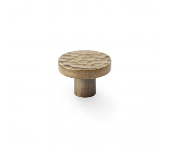 A&W AW820 Hanover Hammered Cupboard Knobs - Antique Brass