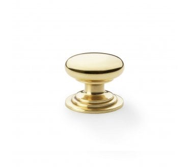 A&W AW825 Waltz Round Cupboard Knob On Stepped Rose - Polished Brass