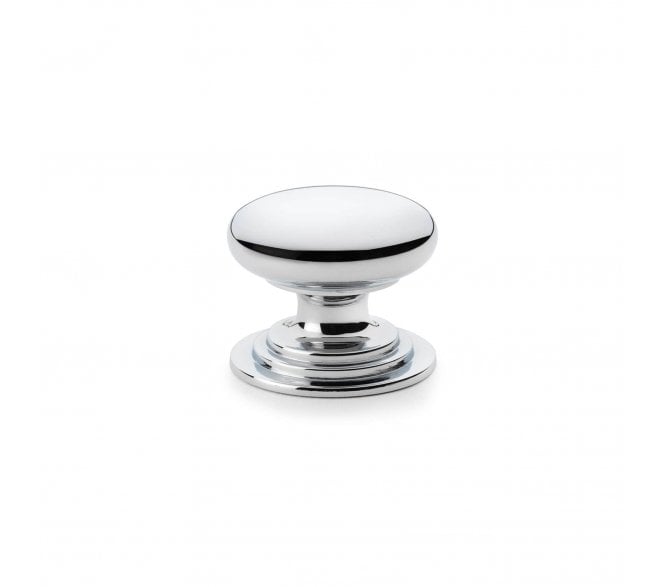 A&W AW825 Waltz Round Cupboard Knob On Stepped Rose - Polished Chrome