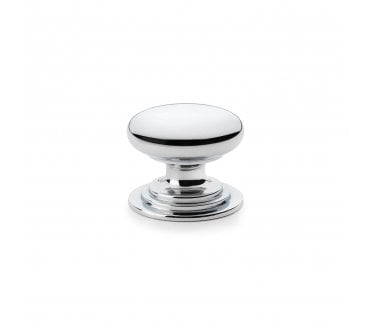 A&W AW825 Waltz Round Cupboard Knob On Stepped Rose - Polished Chrome