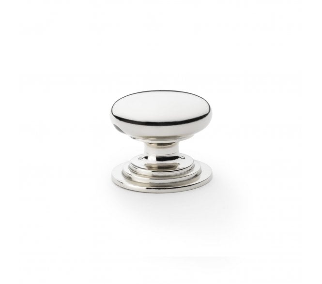 A&W AW825 Waltz Round Cupboard Knob On Stepped Rose - Polished Nickel