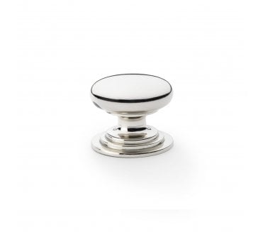 A&W AW825 Waltz Round Cupboard Knob On Stepped Rose - Polished Nickel
