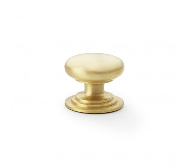 A&W AW825 Waltz Round Cupboard Knob On Stepped Rose - Satin Brass