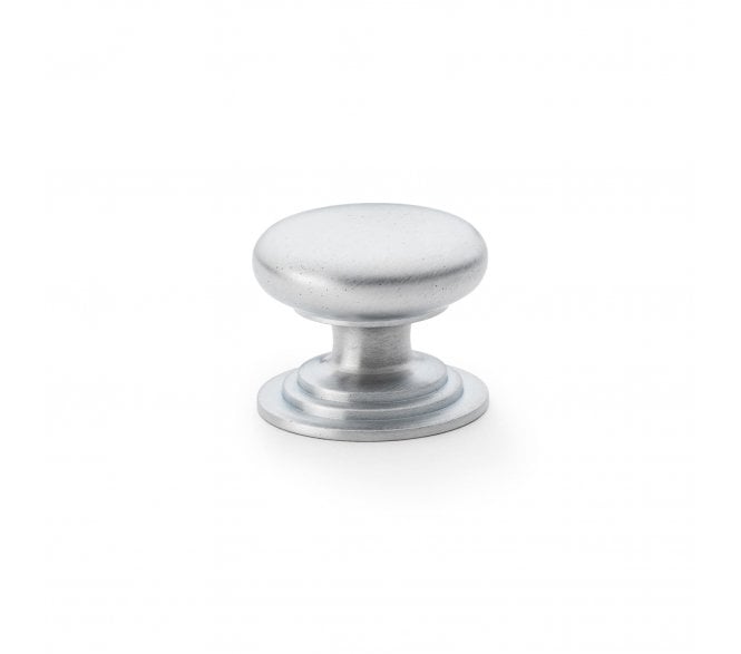 A&W AW825 Waltz Round Cupboard Knob On Stepped Rose - Satin Chrome