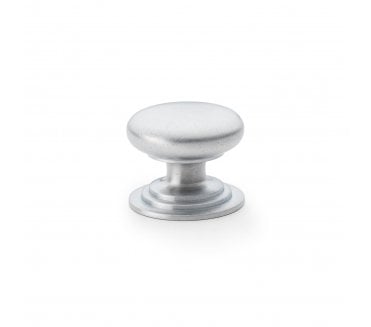 A&W AW825 Waltz Round Cupboard Knob On Stepped Rose - Satin Chrome