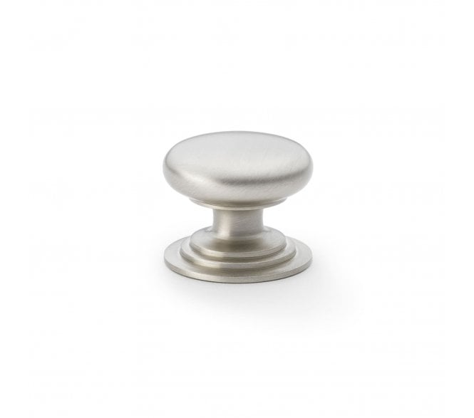 A&W AW825 Waltz Round Cupboard Knob On Stepped Rose - Satin Nickel