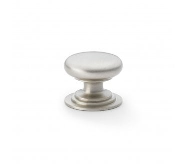 A&W AW825 Waltz Round Cupboard Knob On Stepped Rose - Satin Nickel