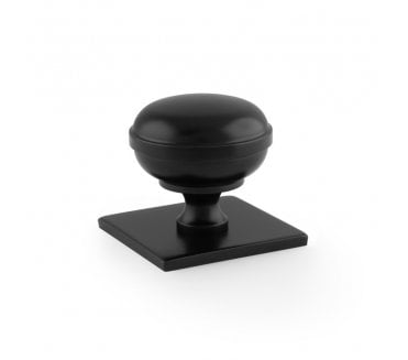 A&W AW826 Quantock Cupboard Knob On Square Backplate - Black