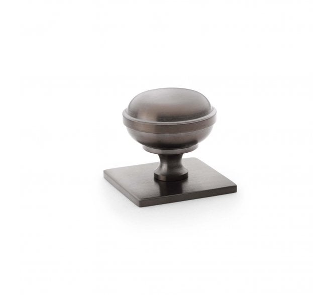 A&W AW826 Quantock Cupboard Knob On Square Backplate - Dark Bronze