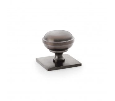 A&W AW826 Quantock Cupboard Knob On Square Backplate - Dark Bronze
