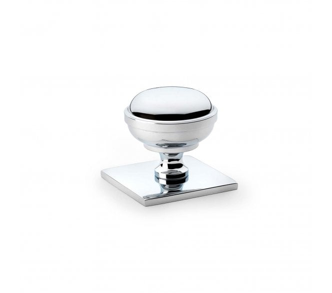 A&W AW826 Quantock Cupboard Knob On Square Backplate - Polished Chrome