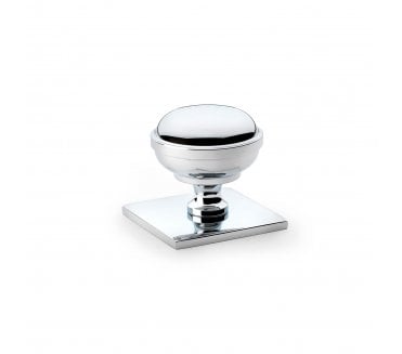 A&W AW826 Quantock Cupboard Knob On Square Backplate - Polished Chrome
