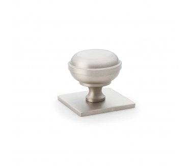 A&W AW826 Quantock Cupboard Knob On Square Backplate - Satin Nickel