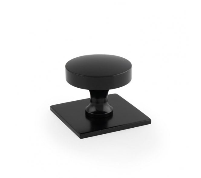 A&W AW835 Bullion Cupboard Knobs On Square Backplate - Black
