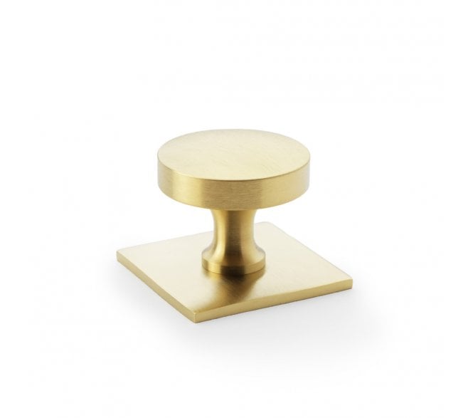 A&W AW835 Bullion Cupboard Knobs On Square Backplate - Satin Brass