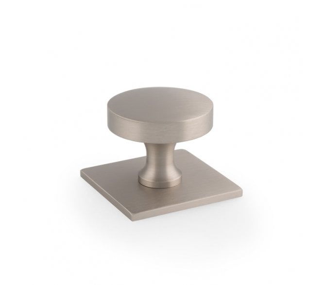 A&W AW835 Bullion Cupboard Knobs On Square Backplate - Satin Nickel