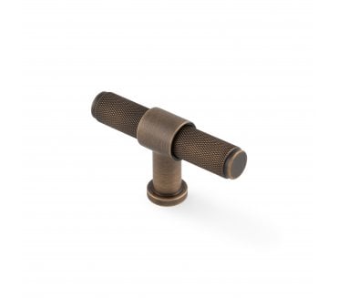A&W AW838 Kingston Knurled T-Bar Cabinet Knob - Antique Brass