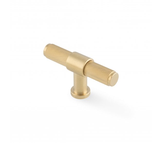 A&W AW838 Kingston Knurled T-Bar Cabinet Knob - Satin Brass