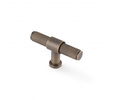 A&W AW838R Kingston Reeded T-Bar Cabinet Knob - Antique Brass
