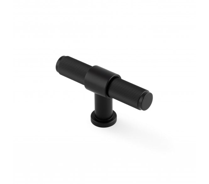 A&W AW838R Kingston Reeded T-Bar Cabinet Knob - Matt Black