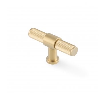 A&W AW838R Kingston Reeded T-Bar Cabinet Knob - Satin Brass