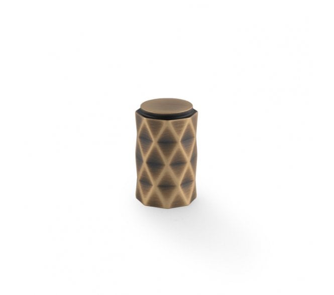 A&W AW847 Diamond Cut Cylinder Cabinet Knobs - Antique Brass