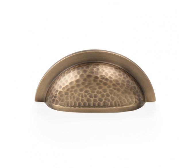 A&W AW912 Bardom Hammered Drawer Cup Pull - Antique Brass