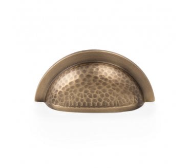 A&W AW912 Bardom Hammered Drawer Cup Pull - Antique Brass