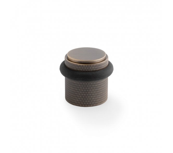 A&W Brunel Knurled Floor Door Stop - Antique Brass