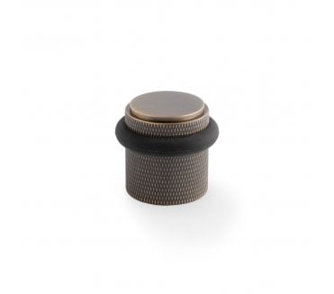 A&W Brunel Knurled Floor Door Stop - Antique Brass