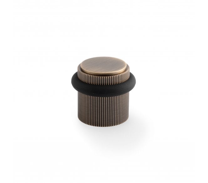 A&W Brunel Reeded Floor Door Stop - Antique Brass