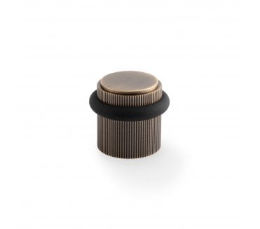 A&W Brunel Reeded Floor Door Stop - Antique Brass