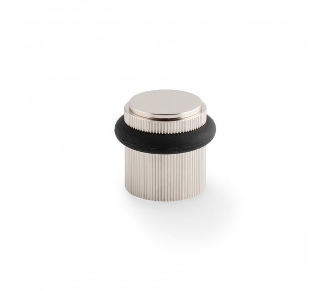 A&W Brunel Reeded Floor Door Stop - Polished Nickel