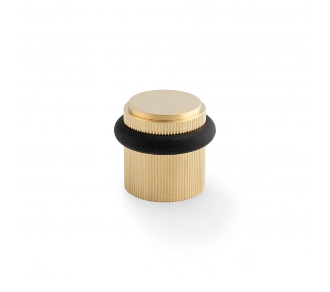 A&W Brunel Reeded Floor Door Stop - Satin Brass PVD