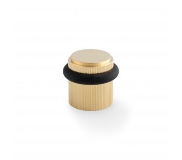 A&W Brunel Reeded Floor Door Stop - Satin Brass PVD