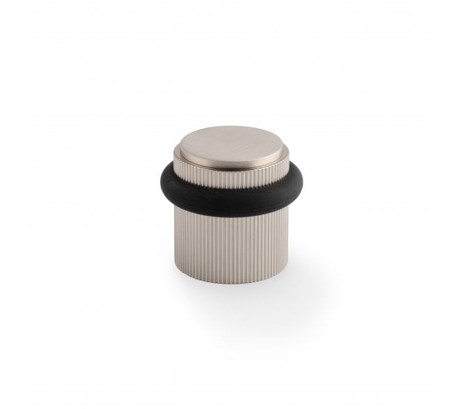A&W Brunel Reeded Floor Door Stop - Satin Nickel