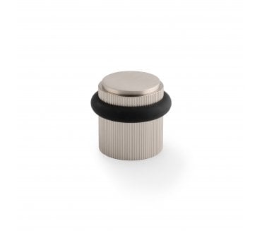 A&W Brunel Reeded Floor Door Stop - Satin Nickel