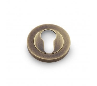 A&W Euro Profile Designer Escutcheon - Antique Brass