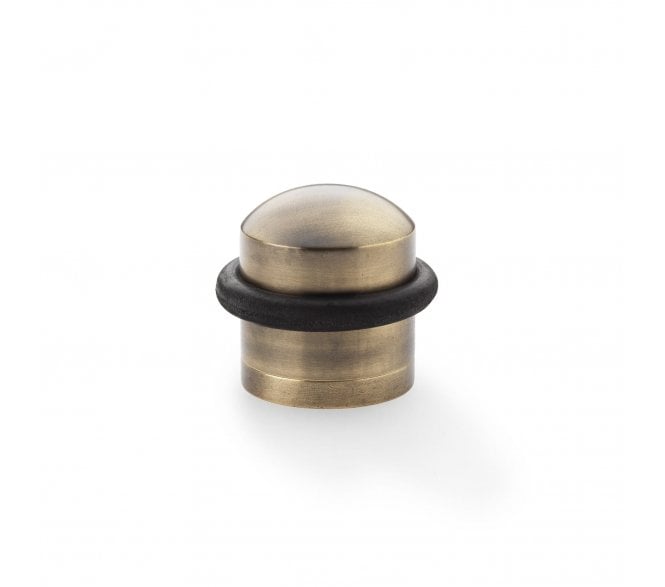 A&W Floor Mounted Domed Doorstop - Antique Brass