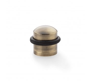 A&W Floor Mounted Domed Doorstop - Antique Brass