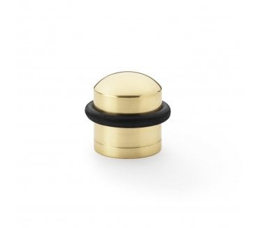 A&W Floor Mounted Domed Doorstop - Polished Brass