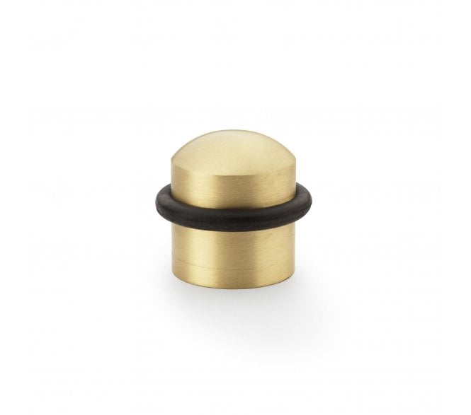 A&W Floor Mounted Domed Doorstop - Satin Brass