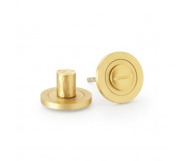 A&W Hammered Bathroom Turn & Release - Satin Brass