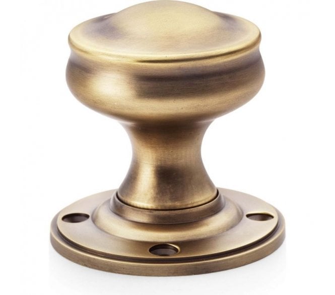 A&W Harris Smooth Mortice Knob Set - Antique Brass
