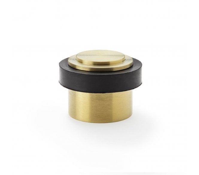 A&W Heavy Duty Stepped Floor Mounted Doorstop - Satin Brass PVD