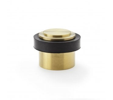 A&W Heavy Duty Stepped Floor Mounted Doorstop - Satin Brass PVD