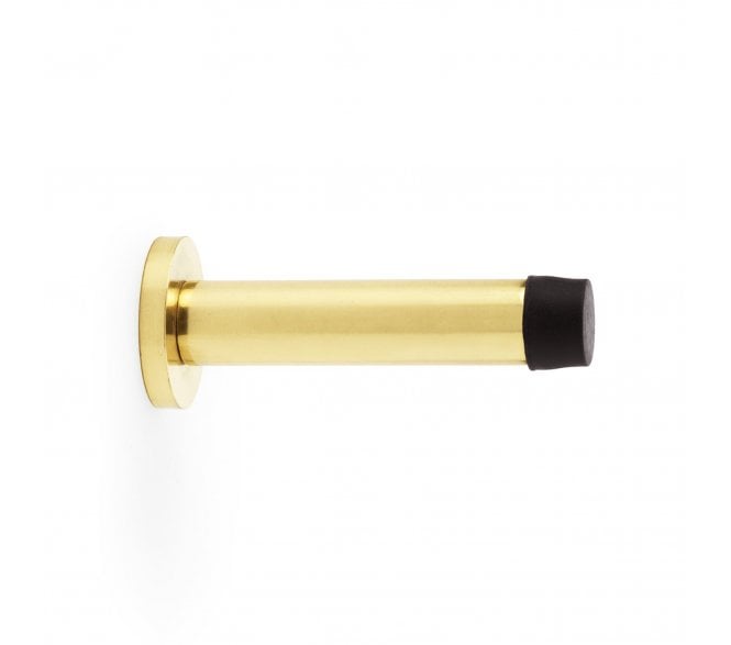 A&W Skirting Mounted Doorstop On Rose 80mm - Polished Brass